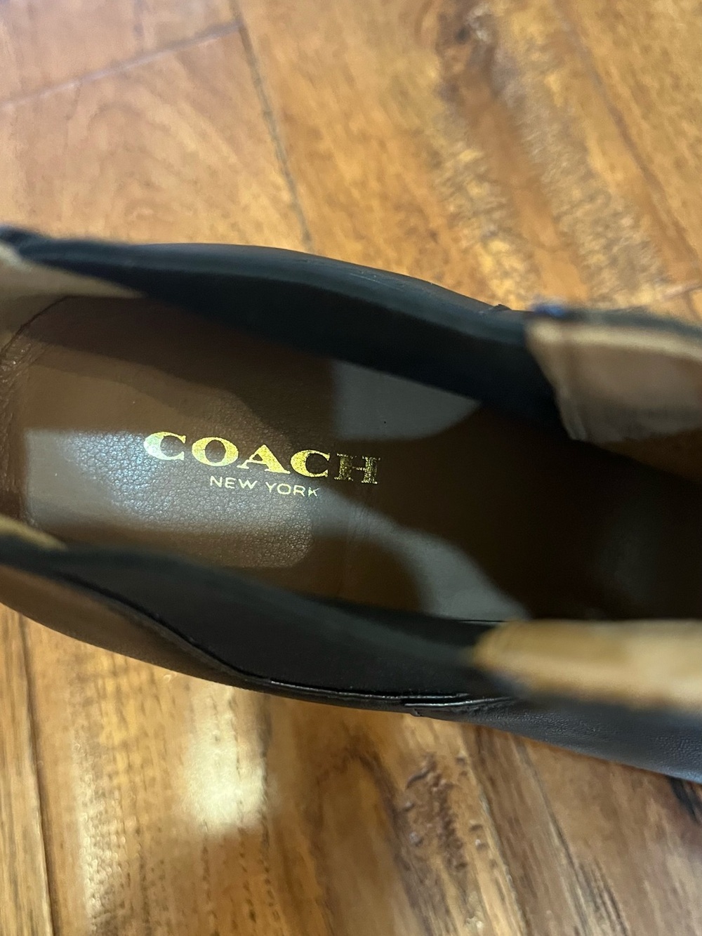 Coach black leather Johanna peep toe booties pull on stiletto heel. 7.5 - Picture 6 of 9